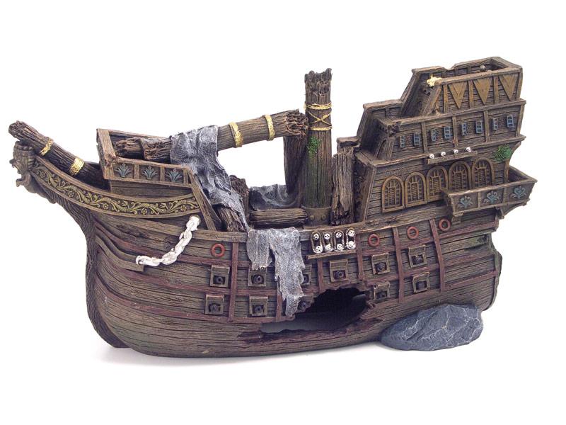 Rosewood Spanish Galleon Large Aquarium Ornament 34cm