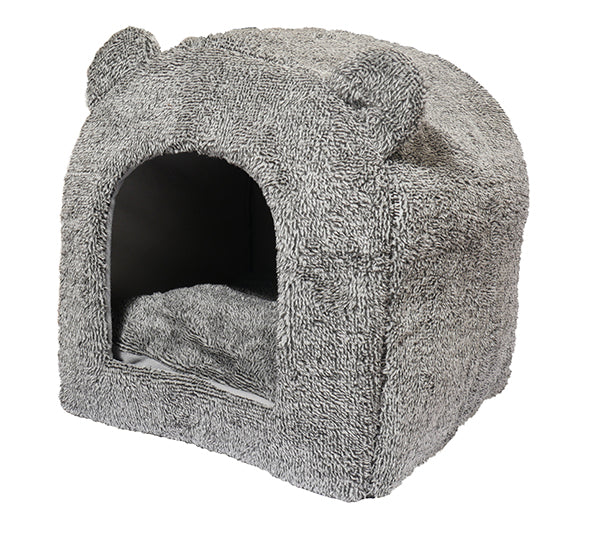 Rosewood Grey Teddy Bear Cat Bed Igloo