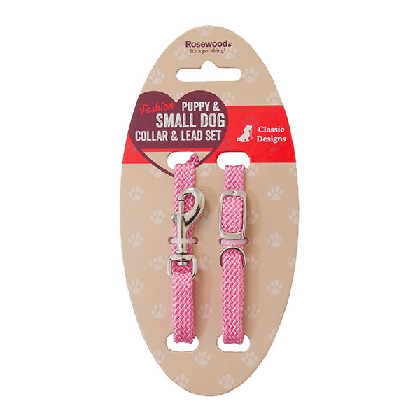 Rosewood Puppy Collar & Lead Set Pink