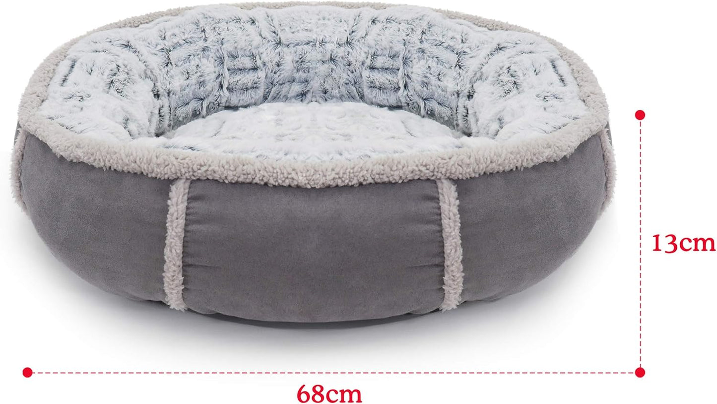 40 Winks Deep Plush Grey Donut Dog Bed 27"