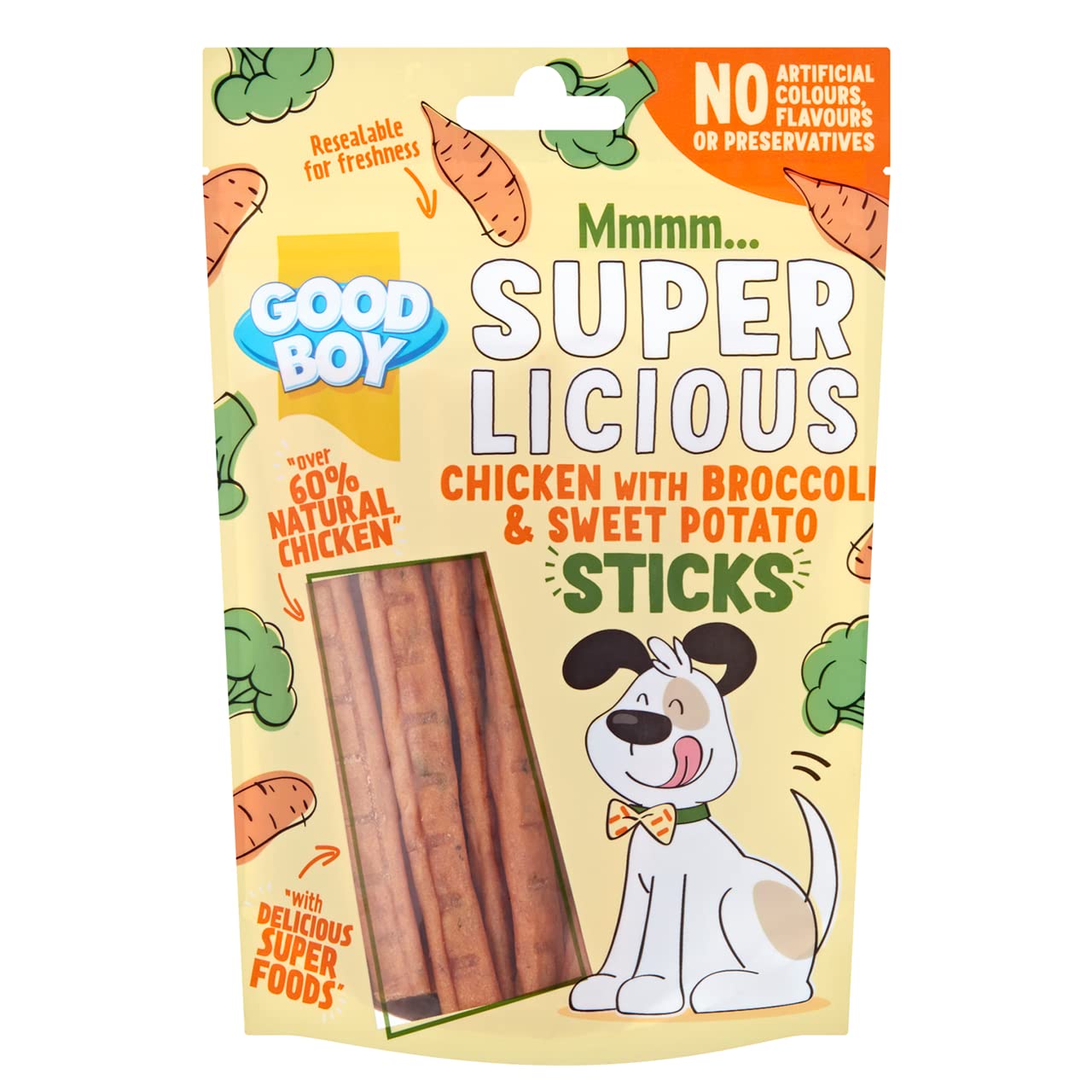 Good Boy Super Licious Chicken & Broccoli Sweet Potato Sticks 100g
