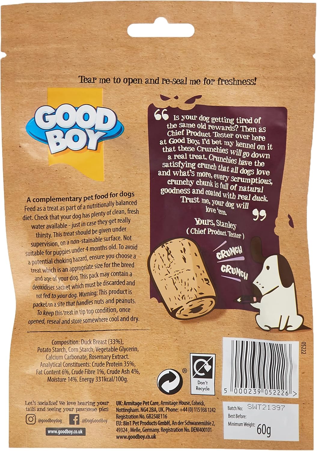 Good Boy Crunchies With Duck 60g