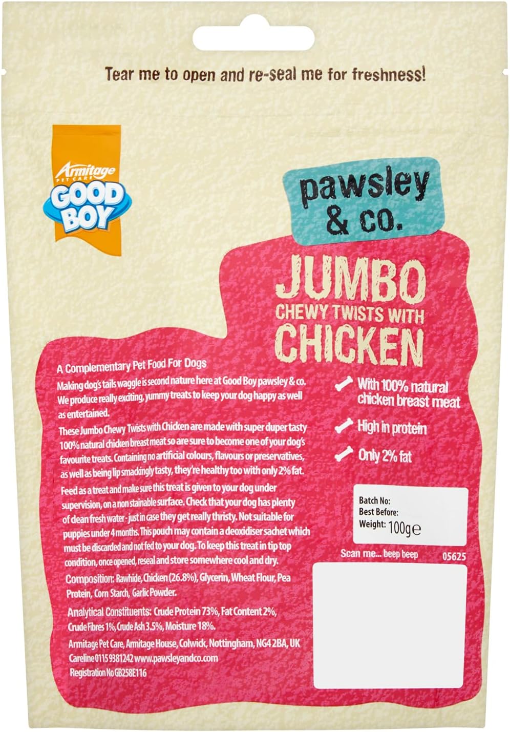 Good Boy Jumbo Chewy Twists With Chicken 100g