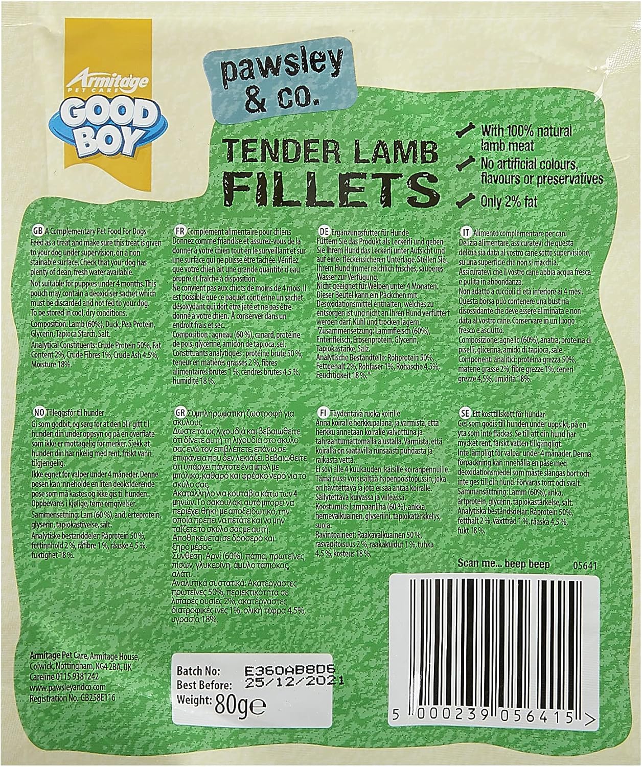 Good Boy Tender Lamb Fillets 80g
