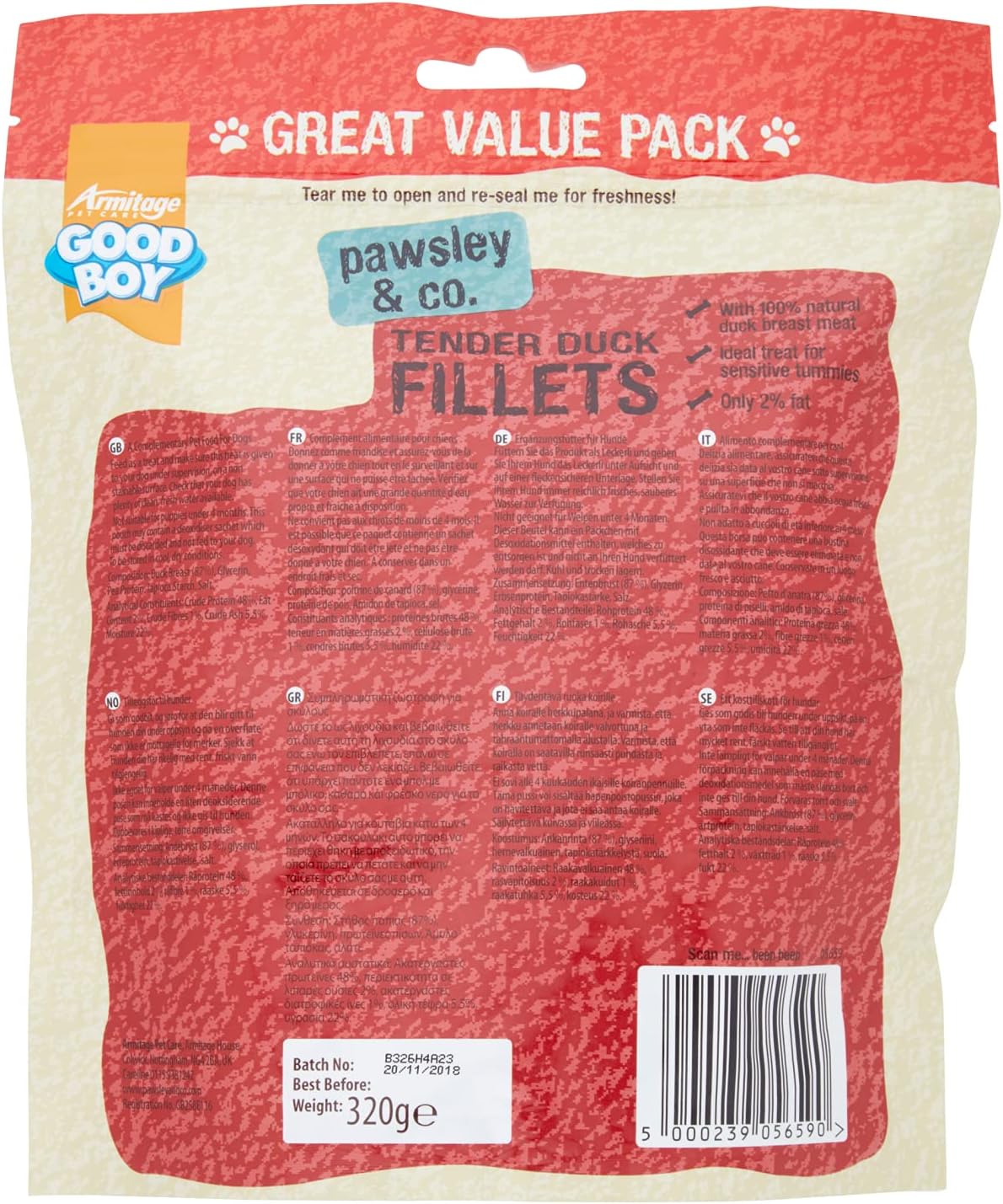 Good Boy Tender Duck Fillets Value Pack 320g