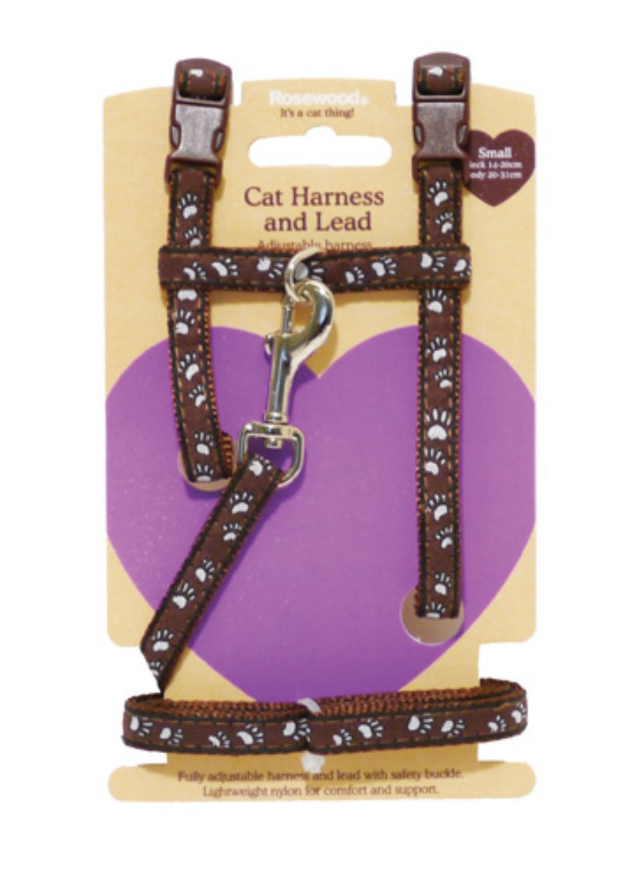 Rosewood Pawprint Cat Harness Small
