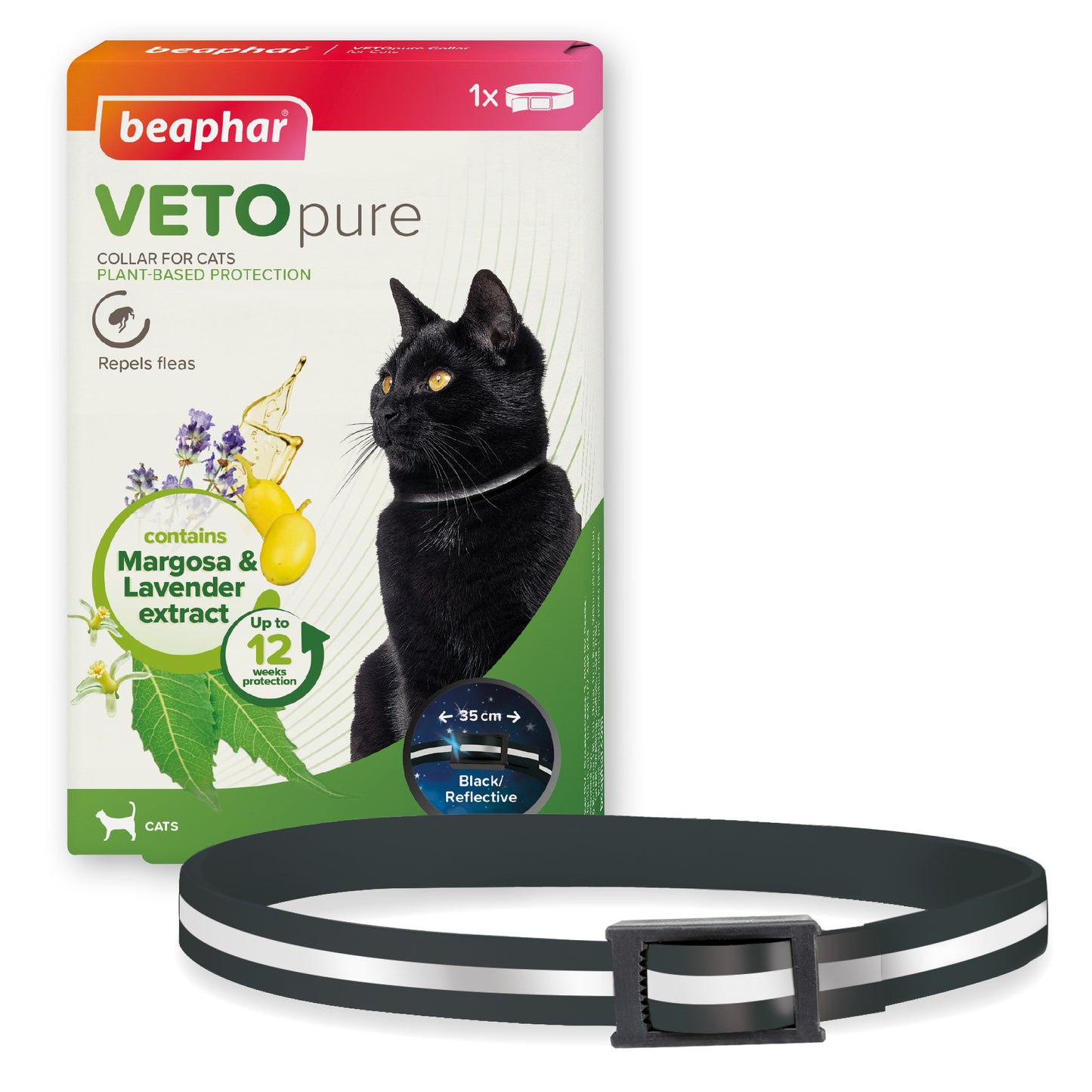 Beaphar Vetopure Black Reflective Cat Collar