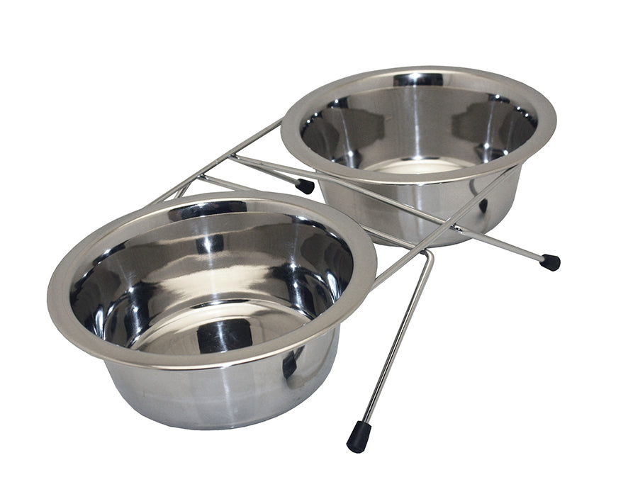 Pet Platter Stainless Steel Double Diner 21.5cm 8.5" Dishes