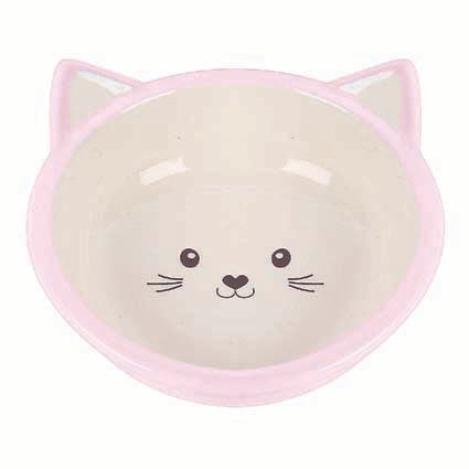 Pet Platter Kitten Face Bowl Pink