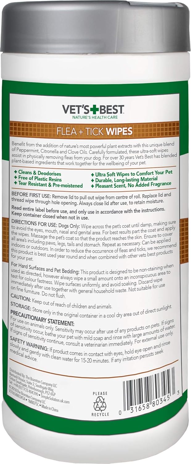 Vets Best Flea & Tick Wipes 50 Tub