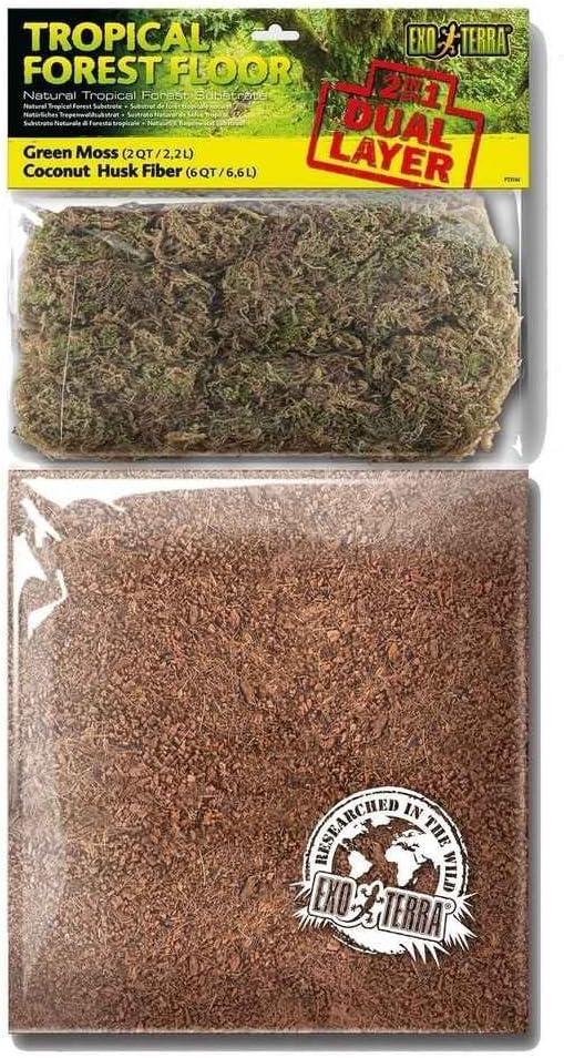 Exo Terra Tropical Forest Floor Dual Layer Green Moss & Coconut Husk Fibre Large