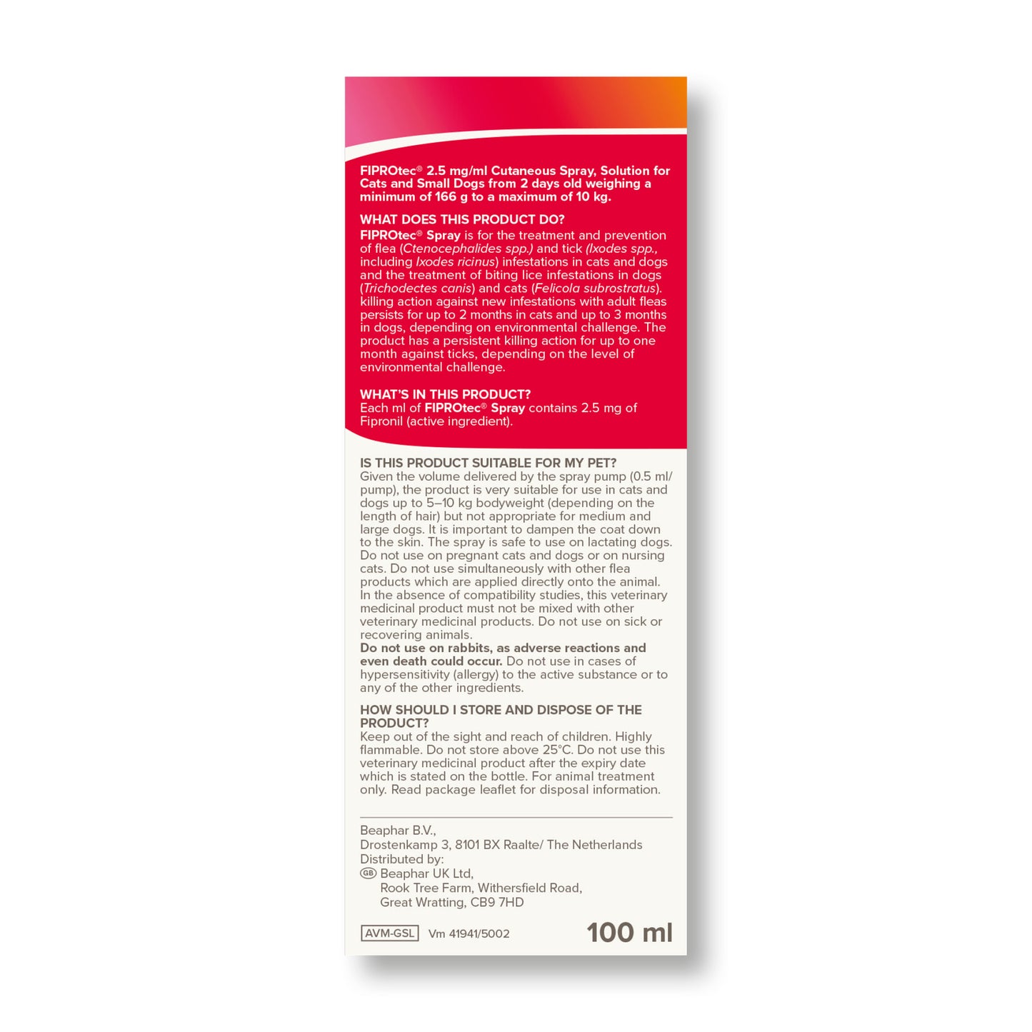 Beaphar Fiprotec Spray Pump 100ml - From 2 Days Old