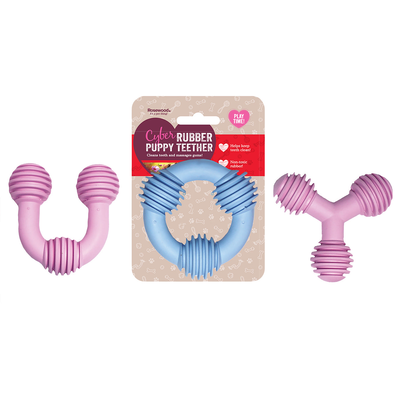 Cyber Rubber Puppy Teether Shapes Assorted Colours