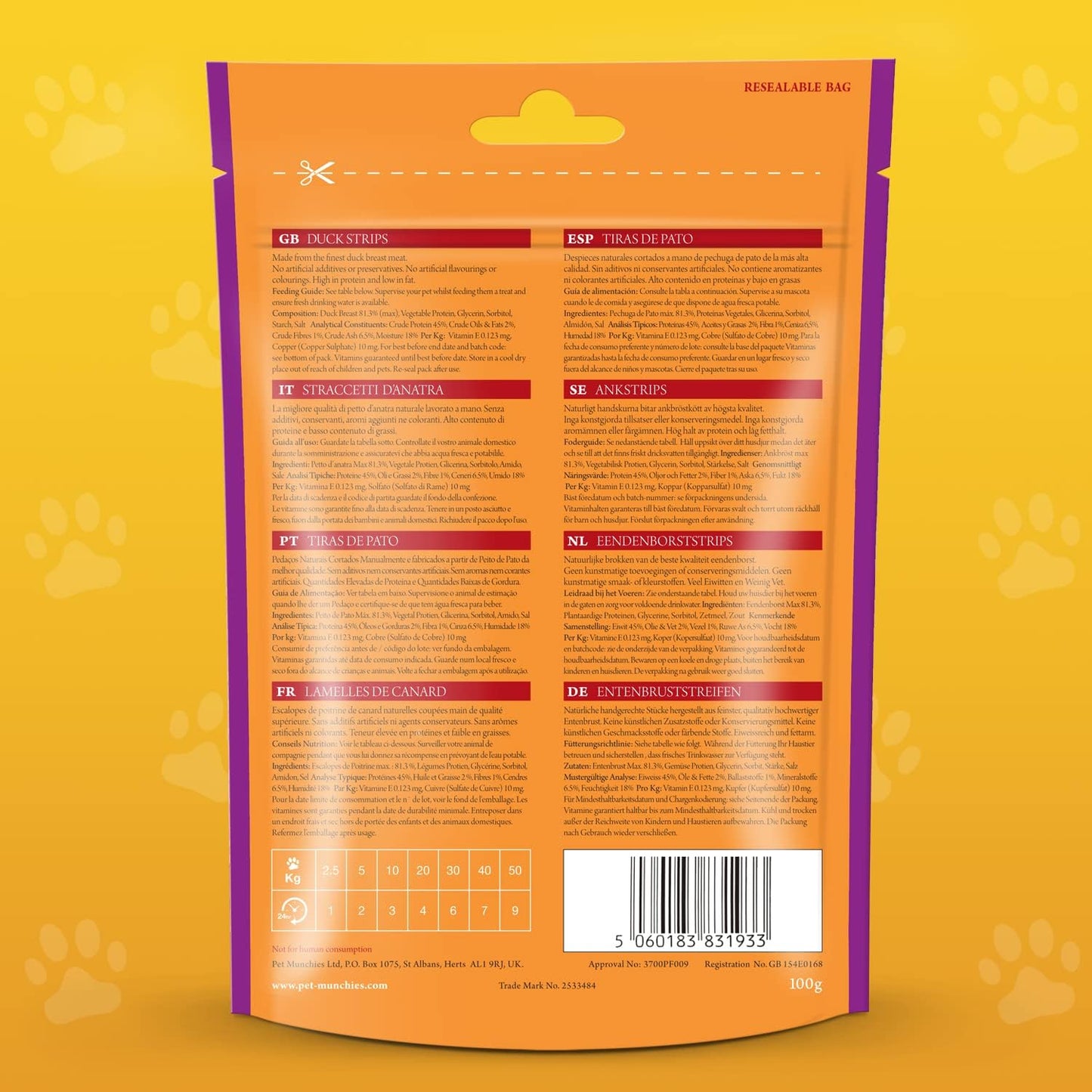 Pet Munchies Duck Strips 90g