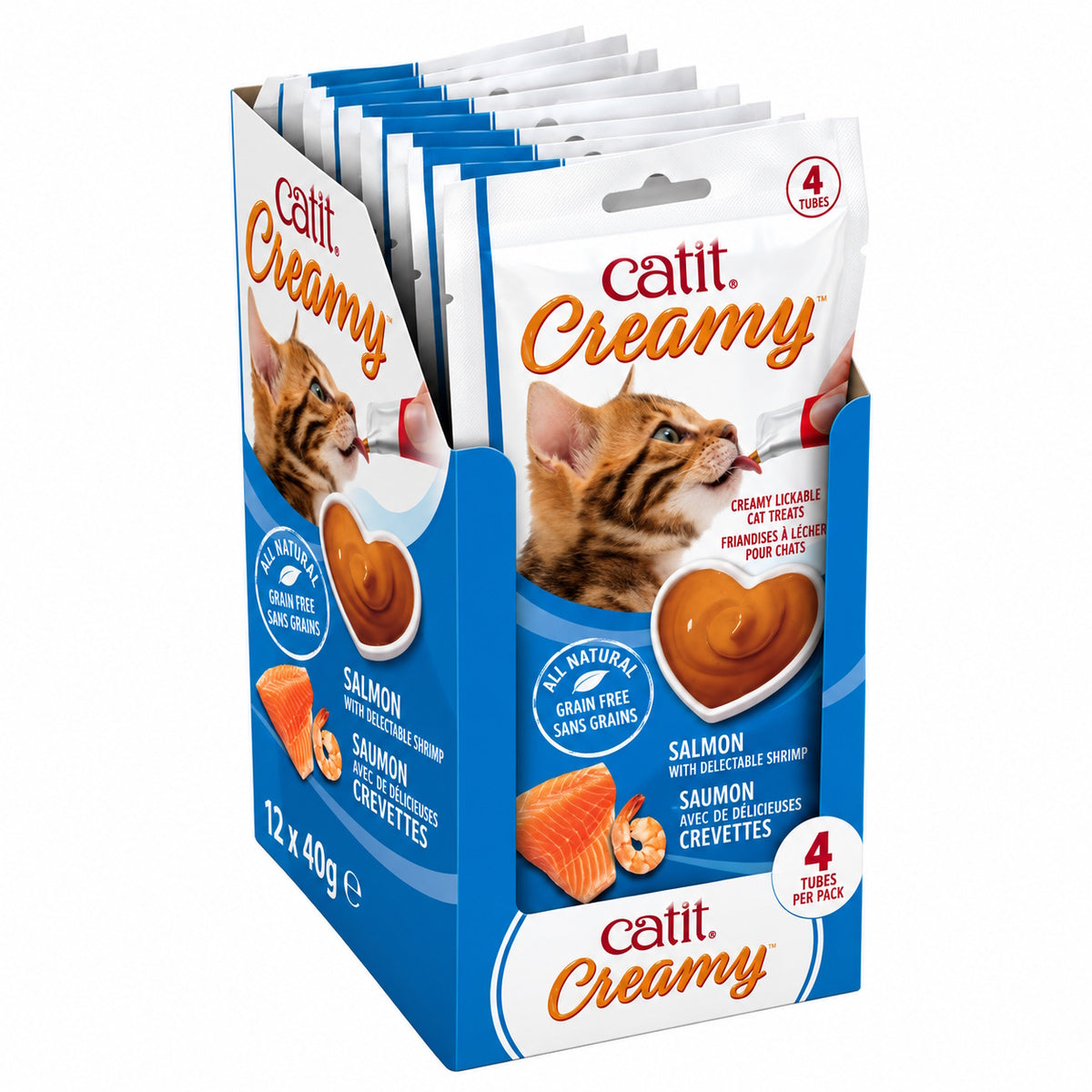 Catit Creamy Treats Atlantic Salmon With Prawns Cat Treats 4 x 10g