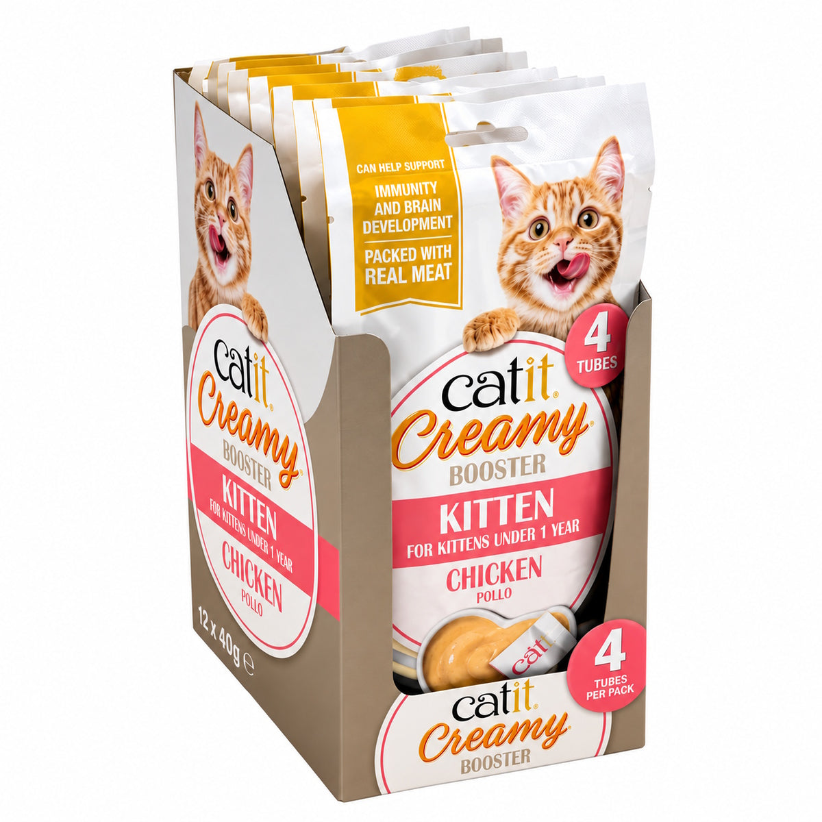 Catit Creamy Booster Chicken For Kittens 4 x 10g