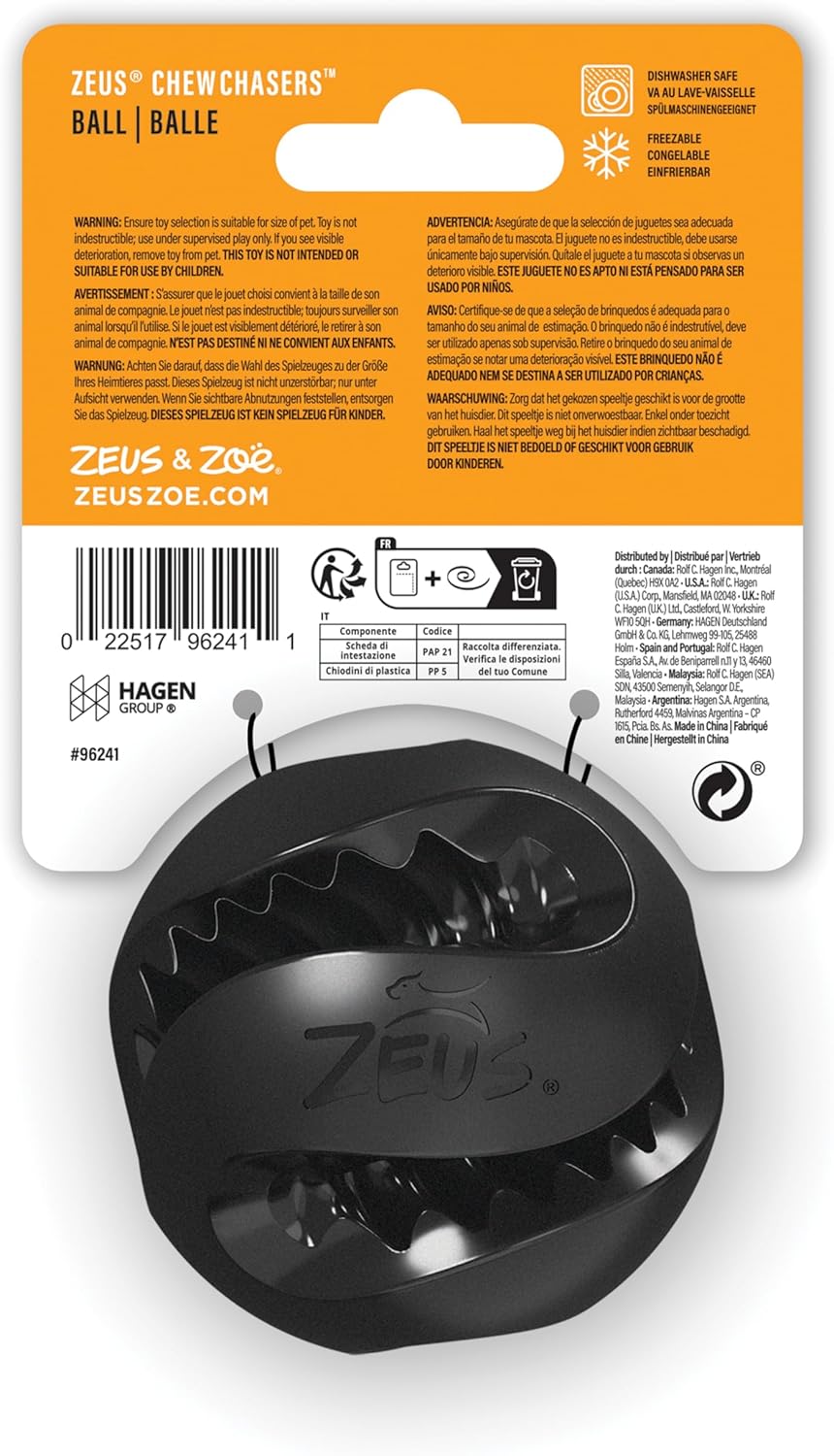 Zeus Chew Chasers Treat Ball Black 7.5cm