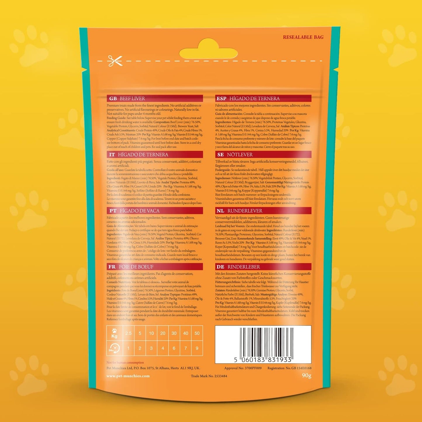 Pet Munchies Beef & Liver Sticks 90g