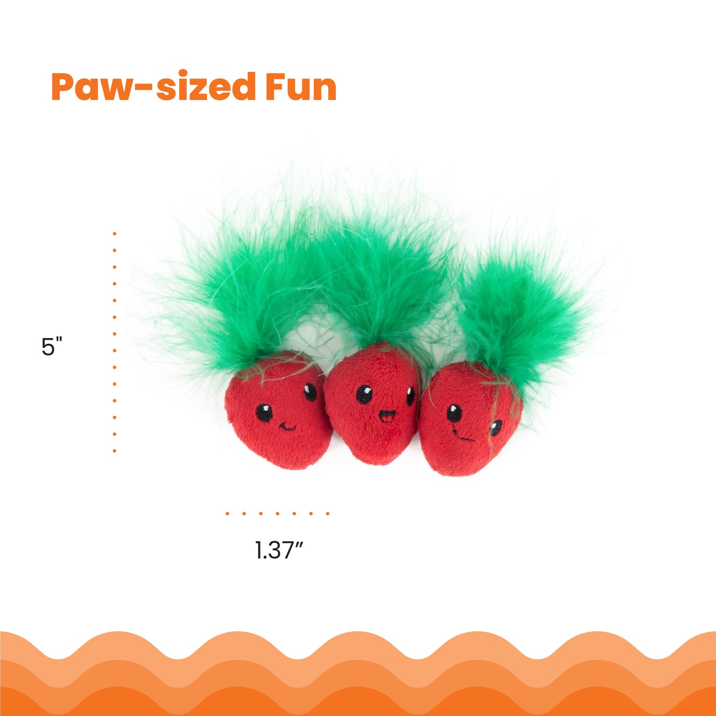 Catstages Catnip Strawbabies Fun Feathers Cat Toy 3pcs