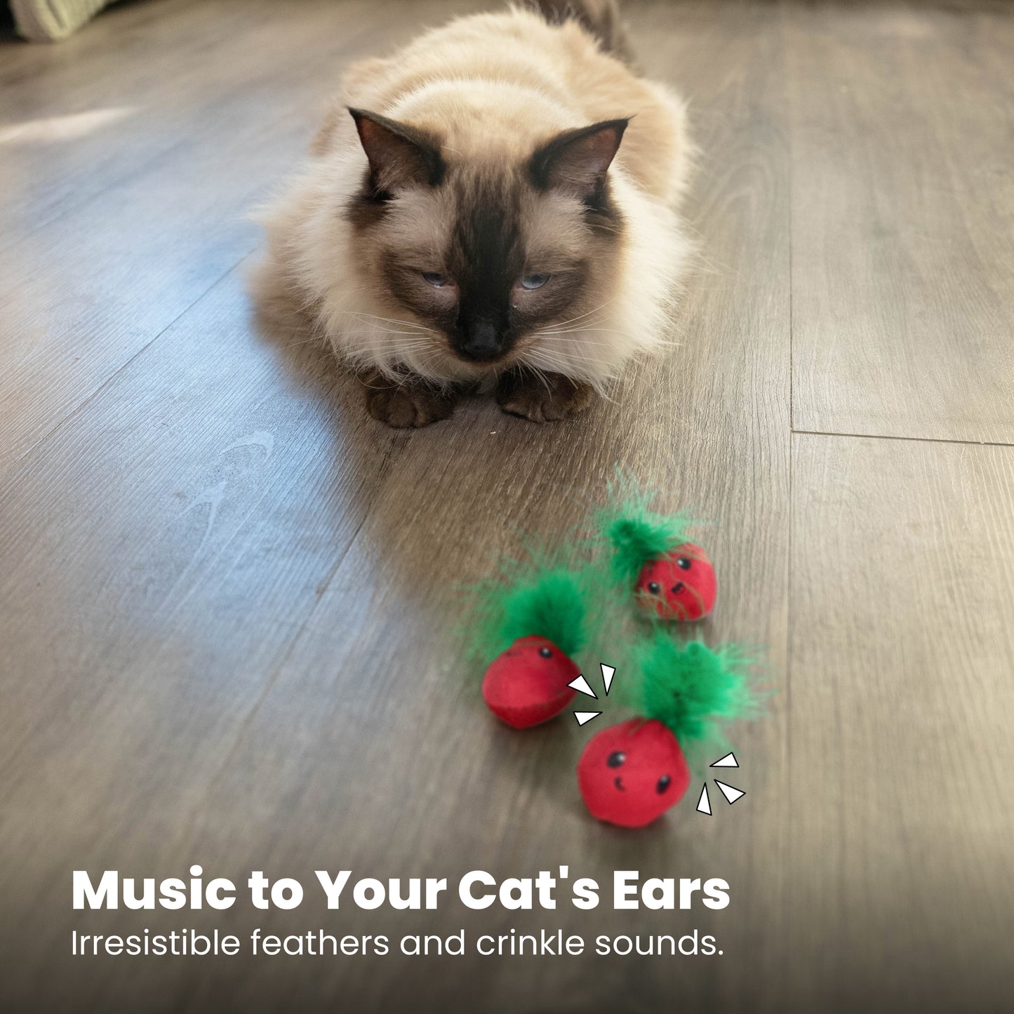 Catstages Catnip Strawbabies Fun Feathers Cat Toy 3pcs