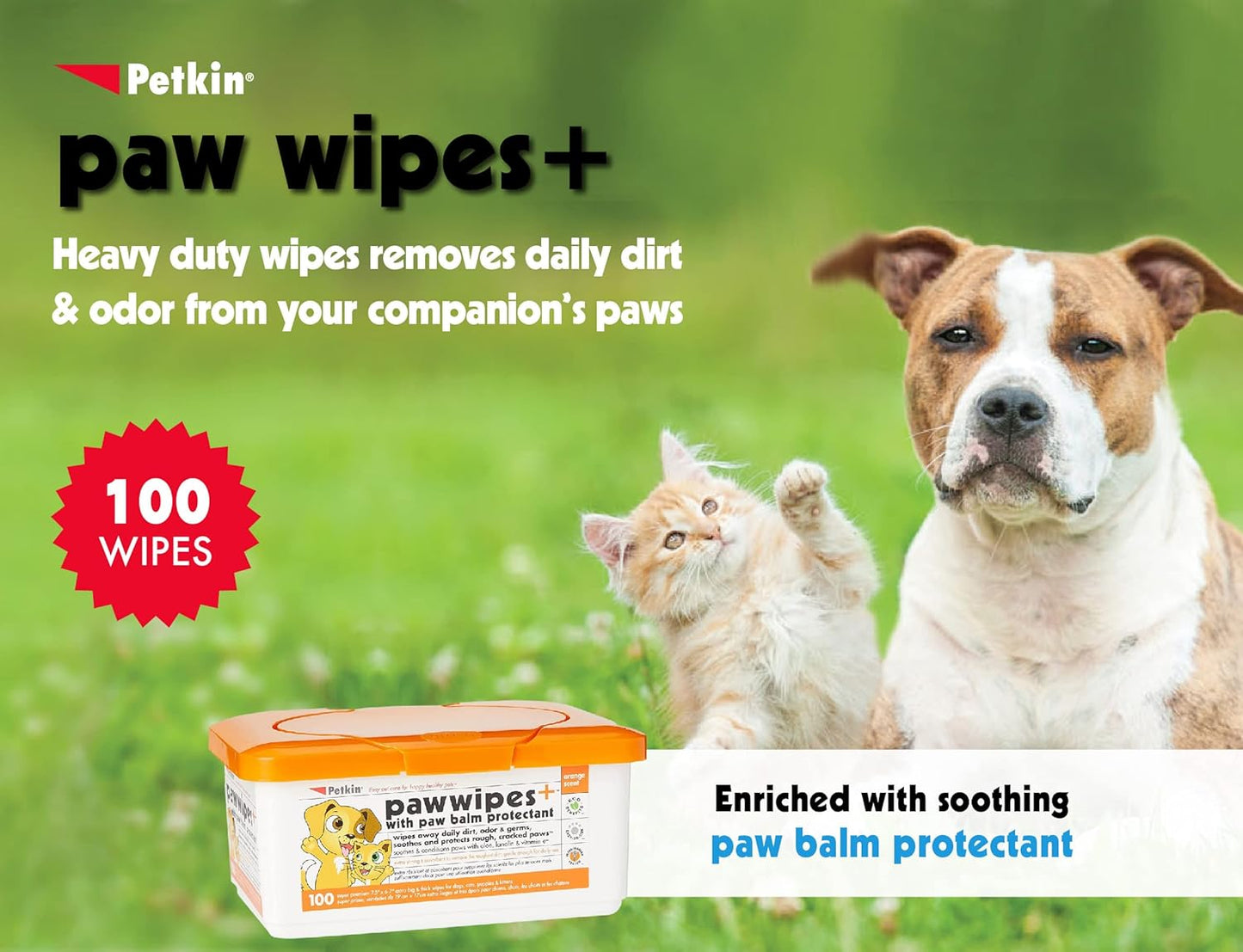 Petkin Paw Wipes 100 Tub