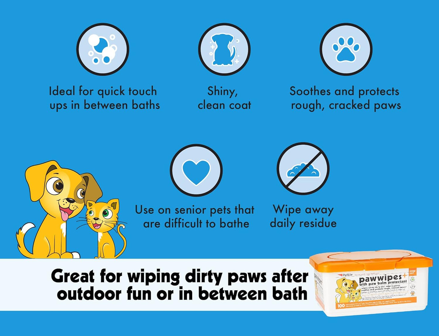 Petkin Paw Wipes 100 Tub
