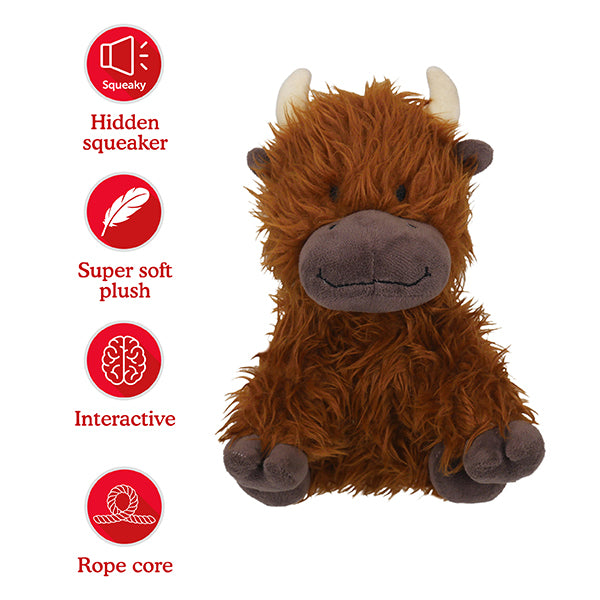 Rosewood Tough Rope Core Cow Squeaky Toy