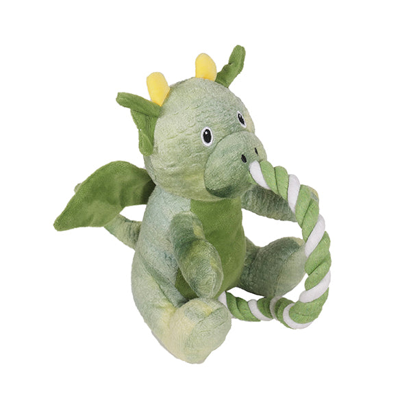 Rosewood Super Tough Plush Green Rope Dragon