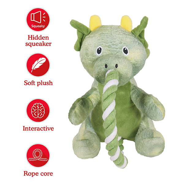 Rosewood Super Tough Plush Green Rope Dragon