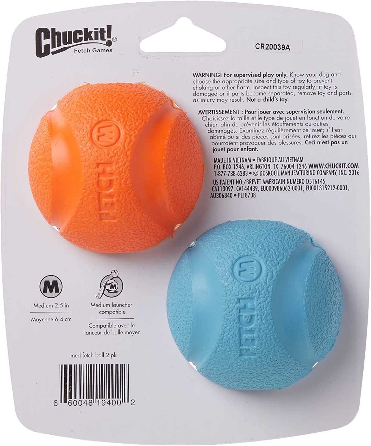 Chuckit! Fetch Ball Medium 6.5cm 2 Pack
