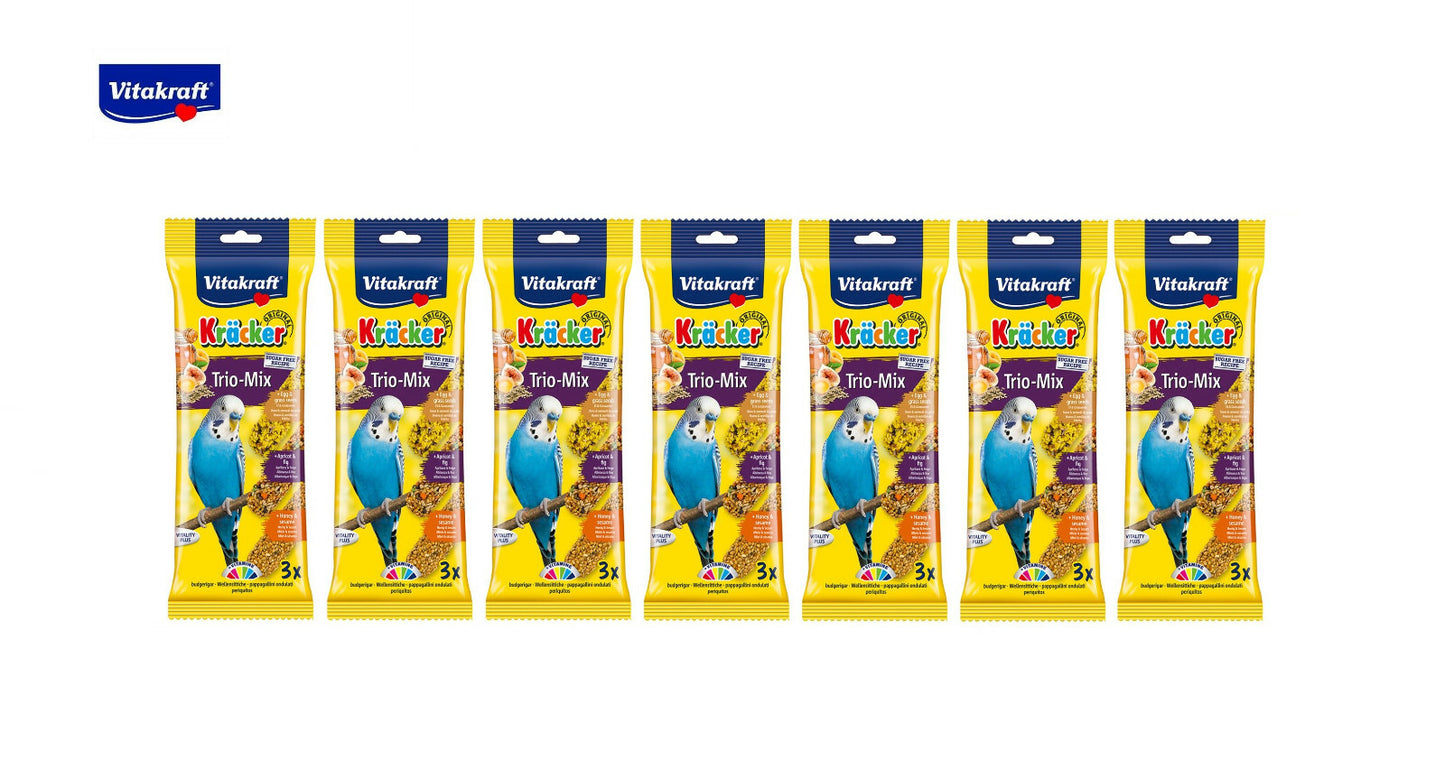 Vitakraft Trio Mix Budgie Kracker Sticks Egg Apricot & Honey Triple Pack