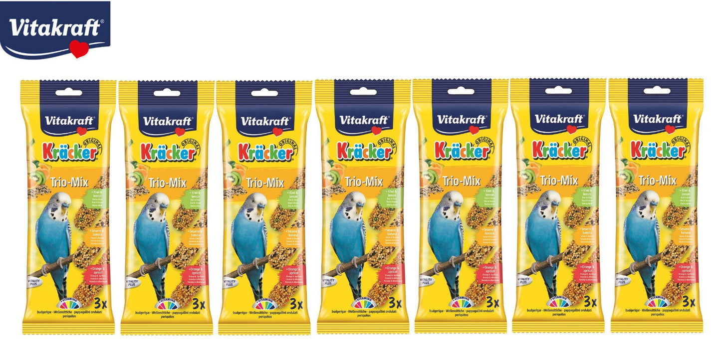 Vitakraft Trio Mix Budgie Kracker Sticks Kiwi Banana & Orange Triple Pack
