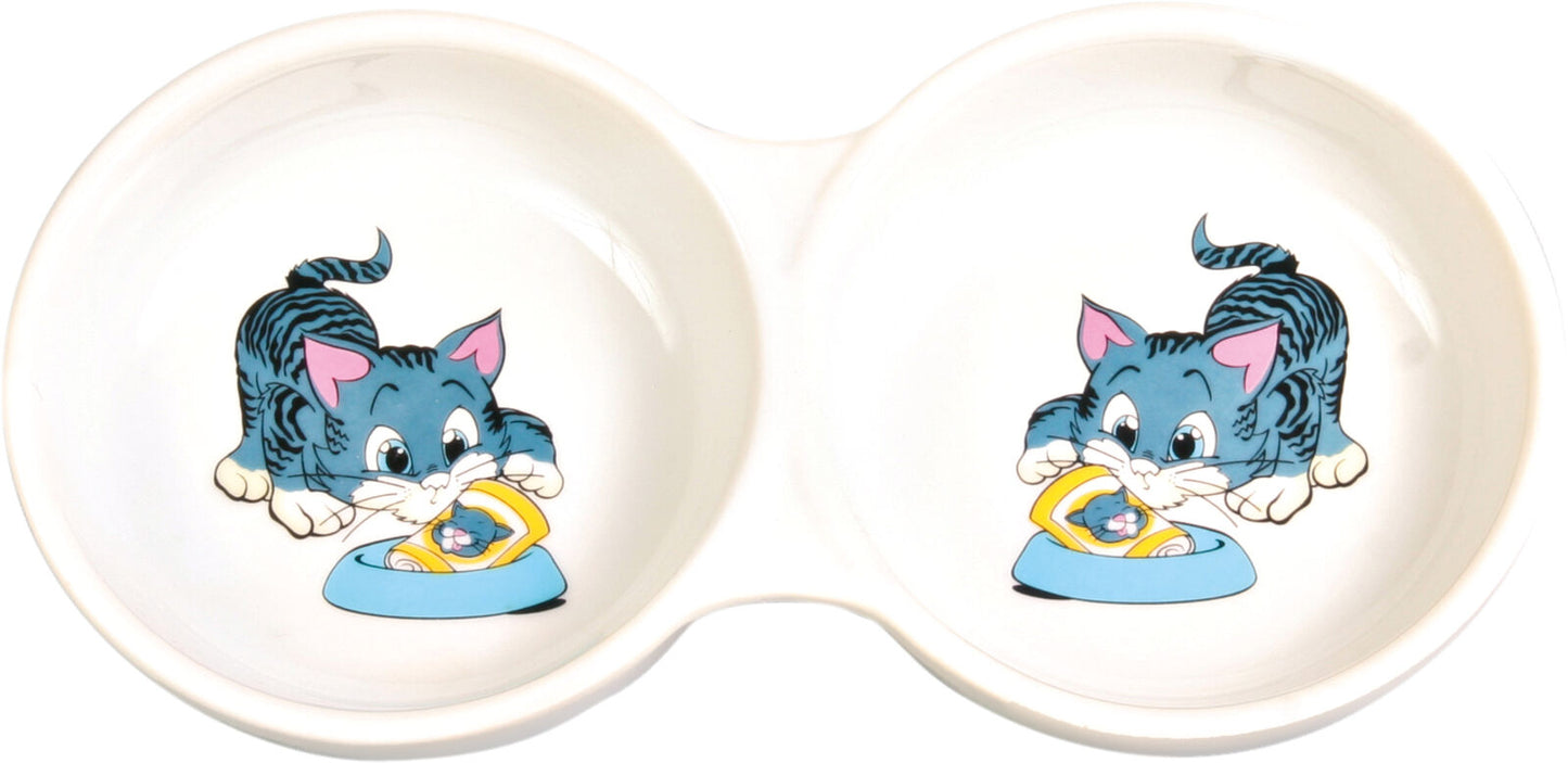 Trixie Double Bowl Comic Cat 2 x 150ml