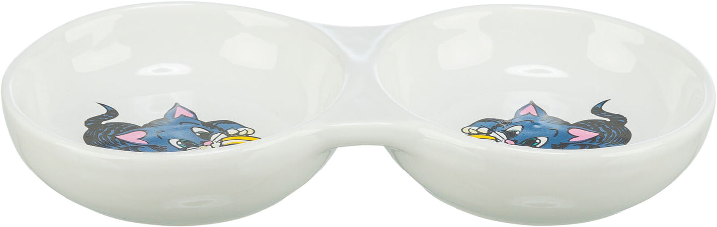 Trixie Double Bowl Comic Cat 2 x 150ml