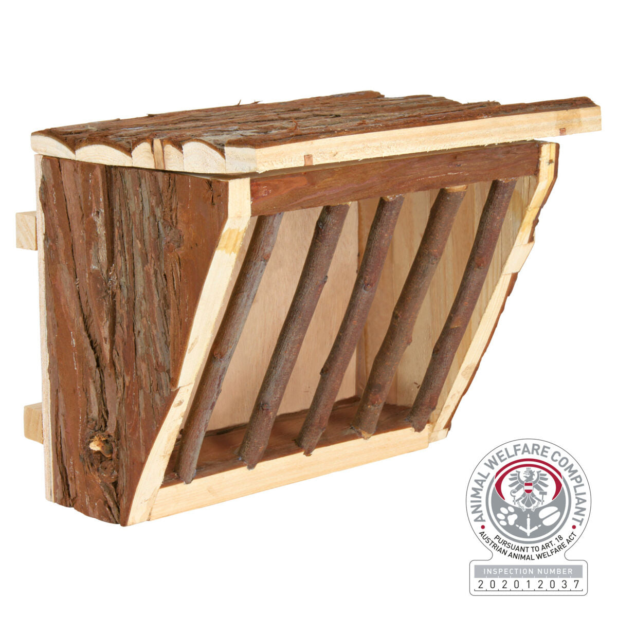 Trixie Natural Wooden Hanging Hay Manger With Lid 20 x 15 x 17cm