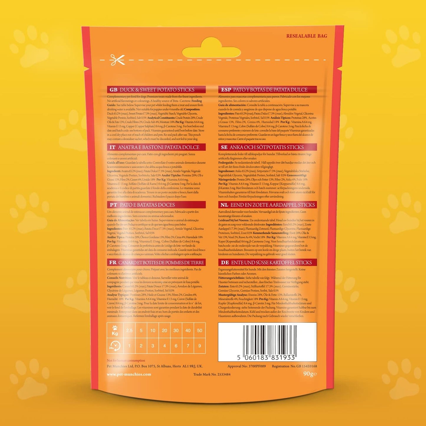 Pet Munchies Duck & Sweet Potato Sticks 90g