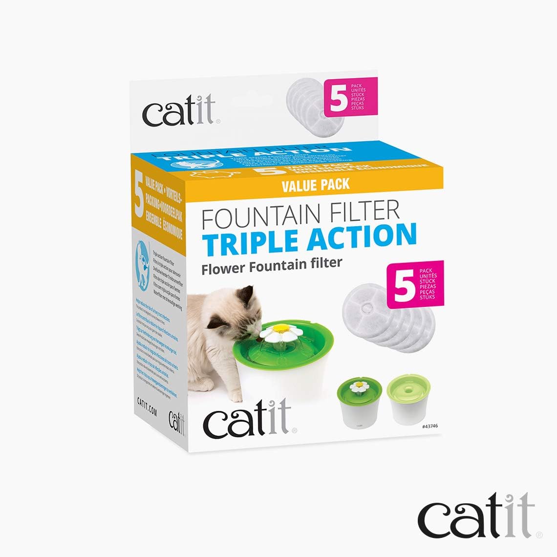 Catit Triple Action Fountain Filter 5 Pack