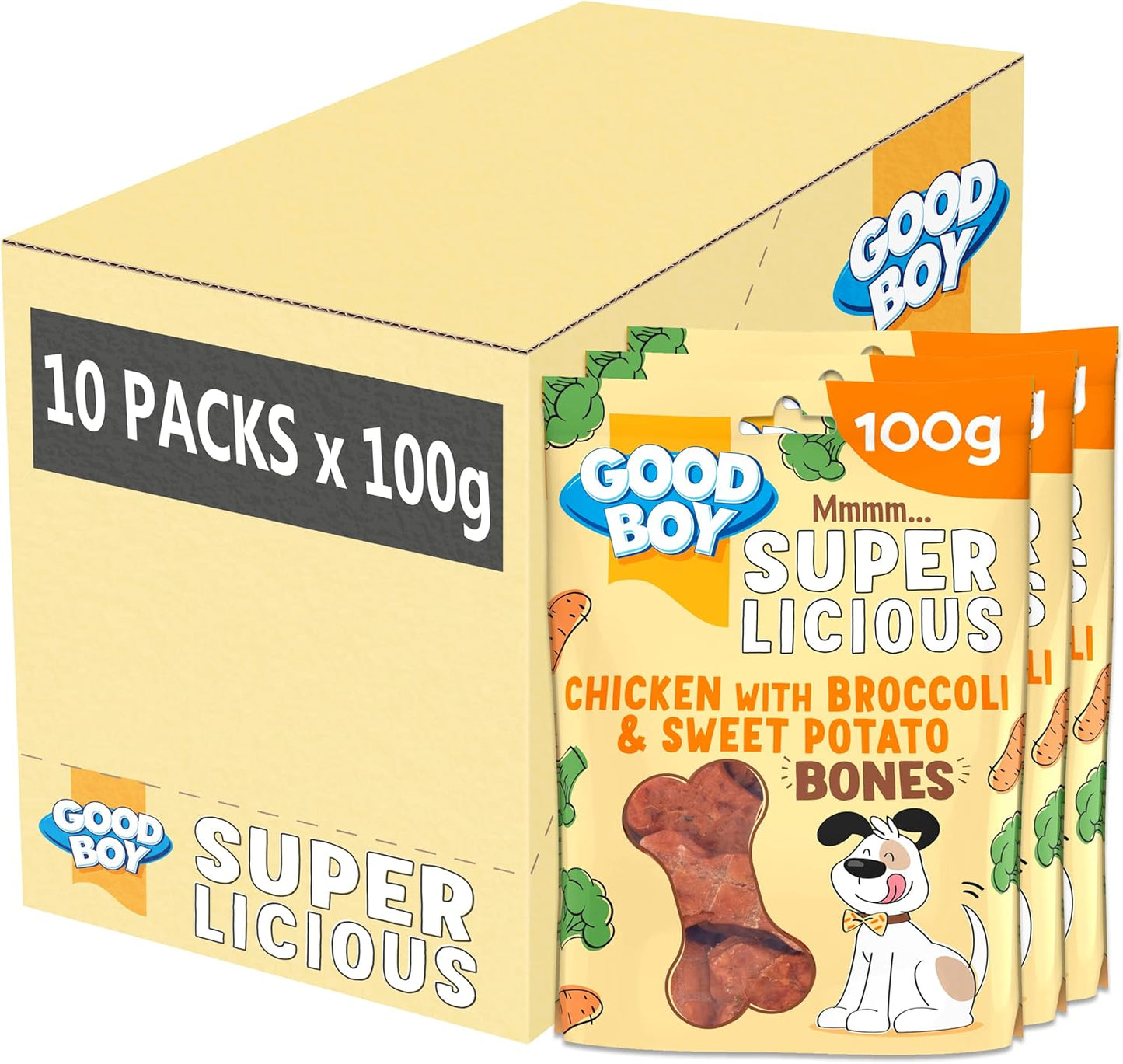 Good Boy Super Licious Chicken & Broccoli Sweet Potato Bones 100g