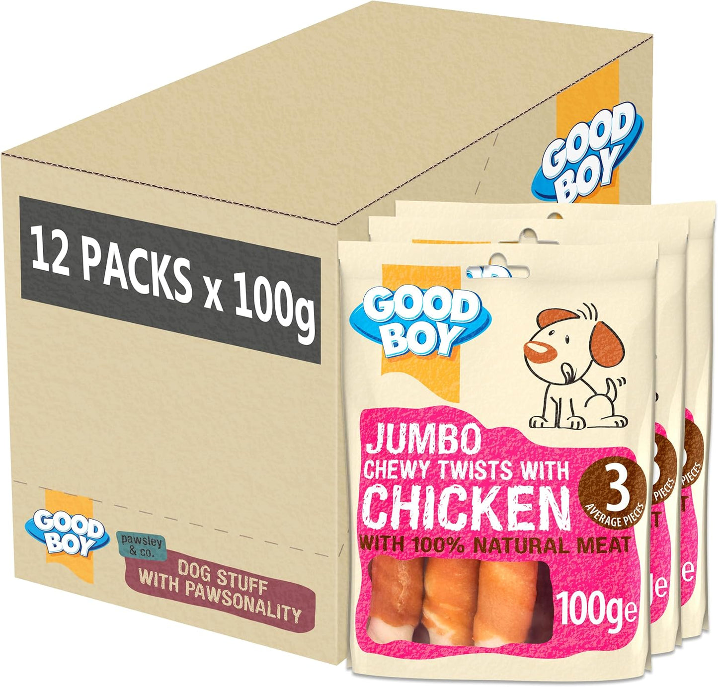 Good Boy Jumbo Chewy Twists With Chicken 100g