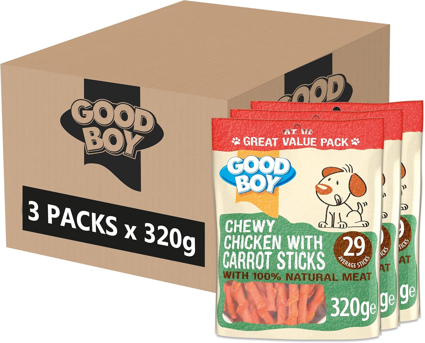 Good Boy Chewy Chicken With Carrot Sticks Value Pack 320g