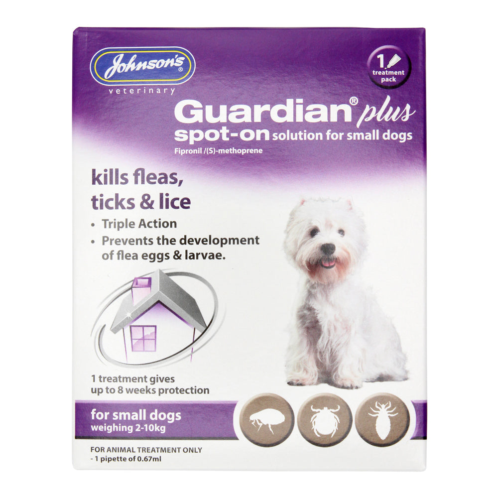 Johnson's Veterinary Guardian Plus Spot On Flea & Tick Treatment for Small Dogs 2-10kg