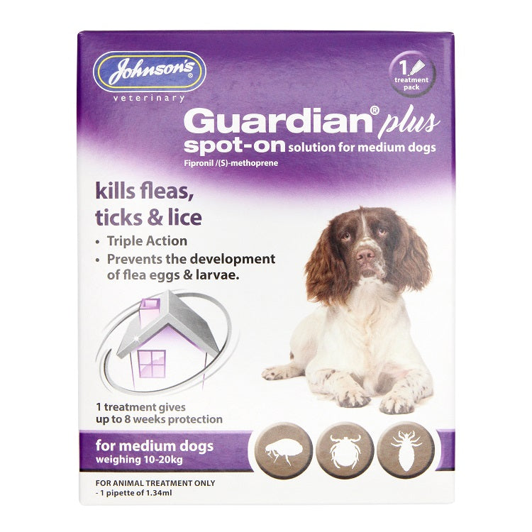 Johnson's Veterinary Guardian Plus Spot On Flea Treatment for Medium Dogs 10-20kg
