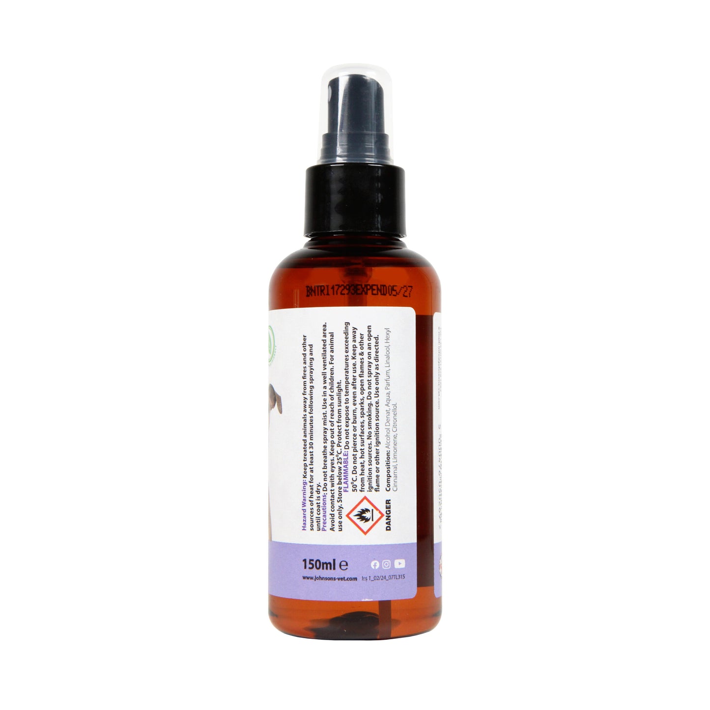 Johnsons Dog Deodorant Spray Lavender 150ml