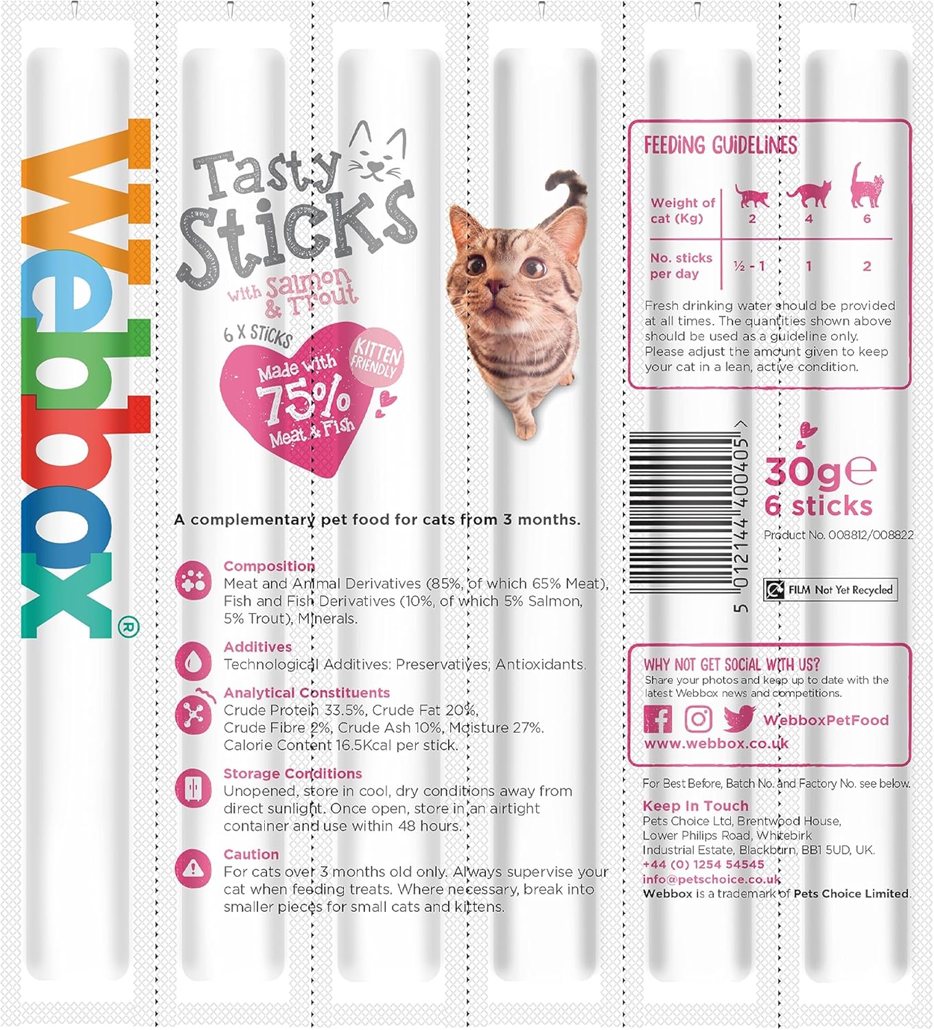Webbox Cats Delight Tasty Sticks Salmon & Trout Flavour 6 Pack