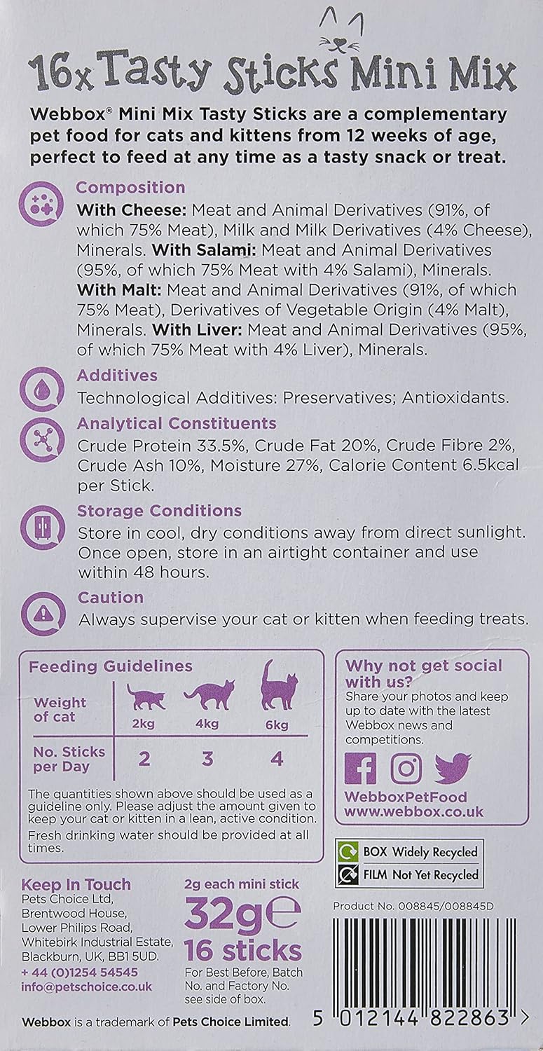 Webbox Tasty Sticks Mini Mix 16 Cat Sticks 32g