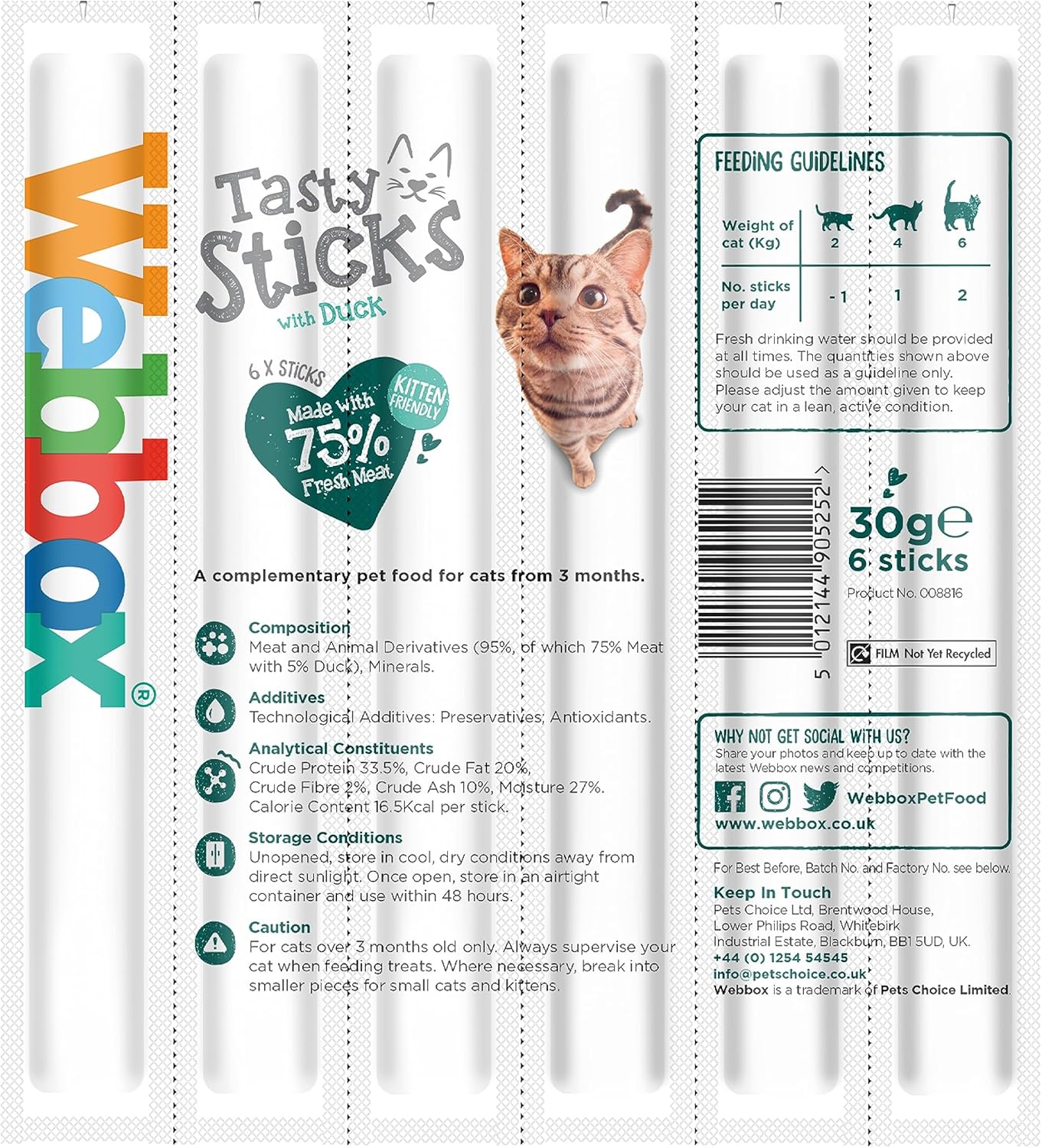 Webbox Cat Sticks Duck 6 Sticks