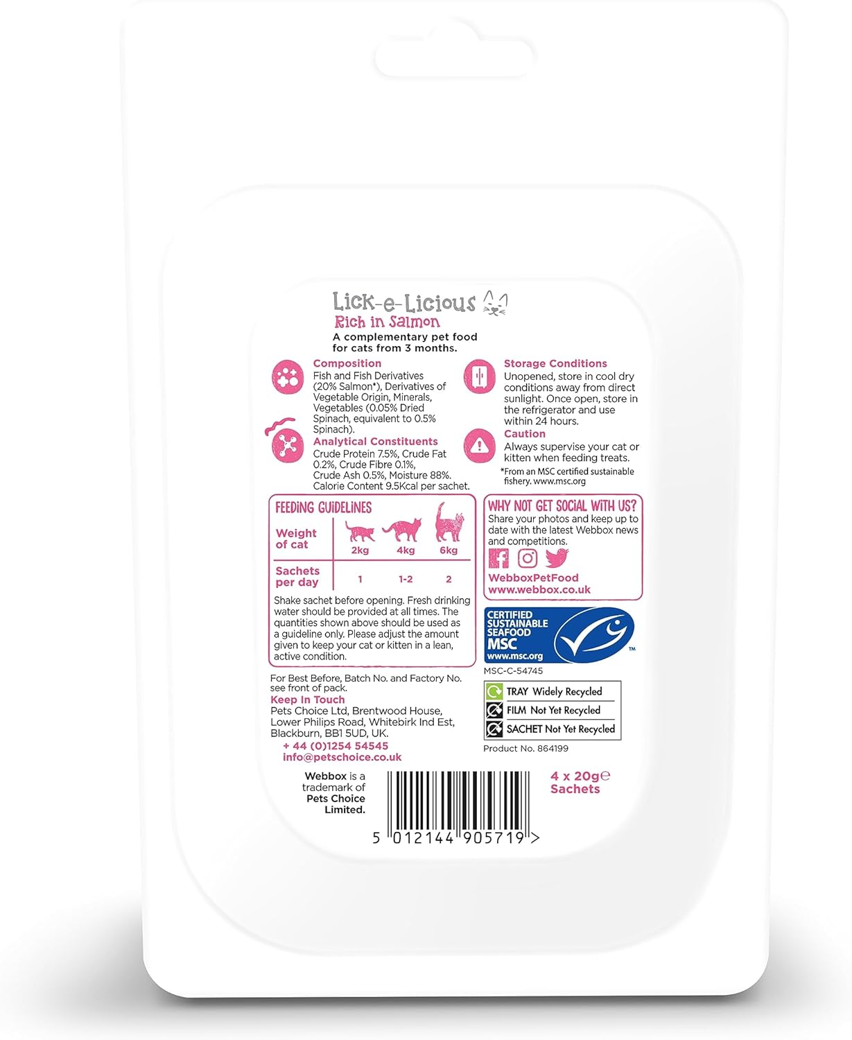 Webbox Lick E Licious Salmon 4 x 20g Sachets