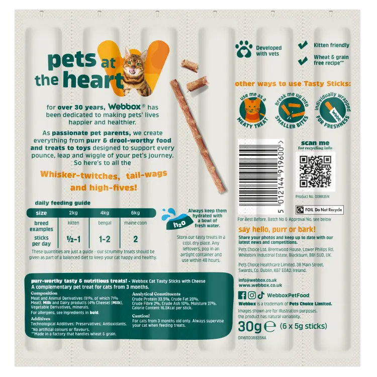 Webbox Cats Delight Tasty Sticks Cheese Flavour 6 Pack