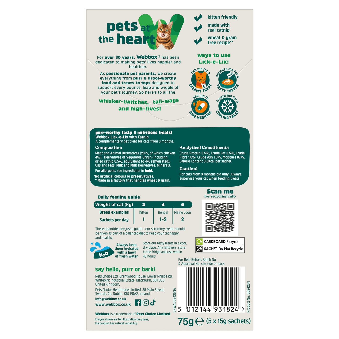 Webbox Lick E Lix Chicken & Catnip 5 x 15g Sachets