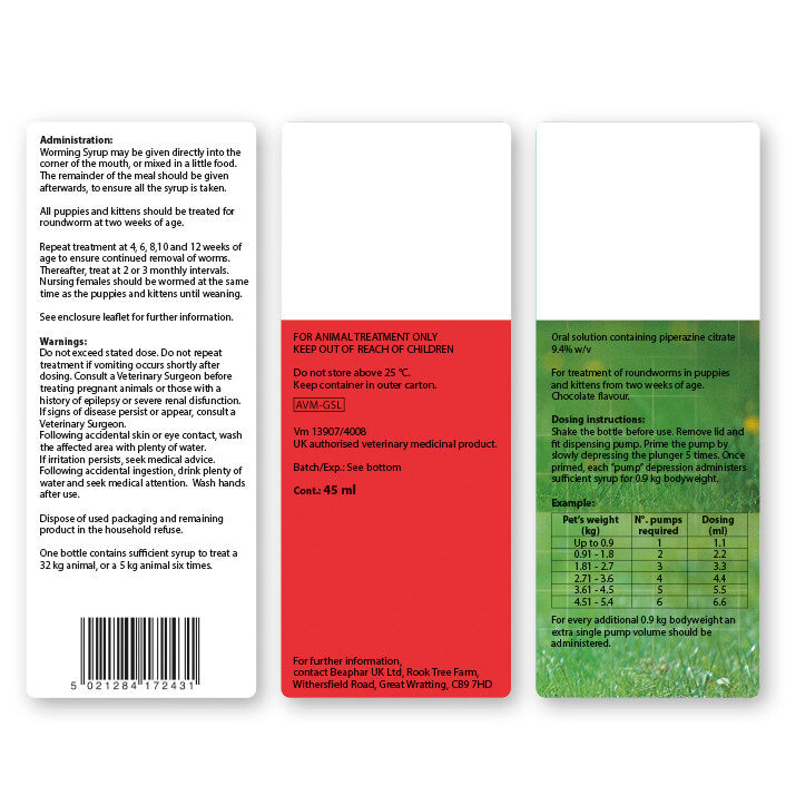 Beaphar Worming Syrup 45ml
